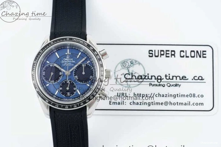0601 SportInspired Speedmaster Racing Master SS HKF Best Edition Blue Black Dial on Black Rubber Strap A 7817